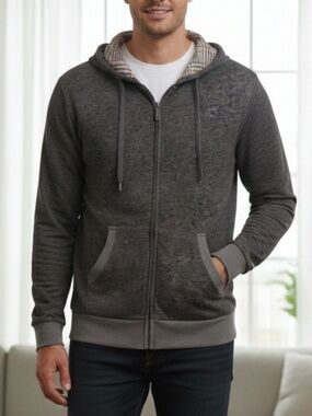 $245 Ted Baker Hoodie Signature Badge Embroidered Embossed Zipper Size L Men’s